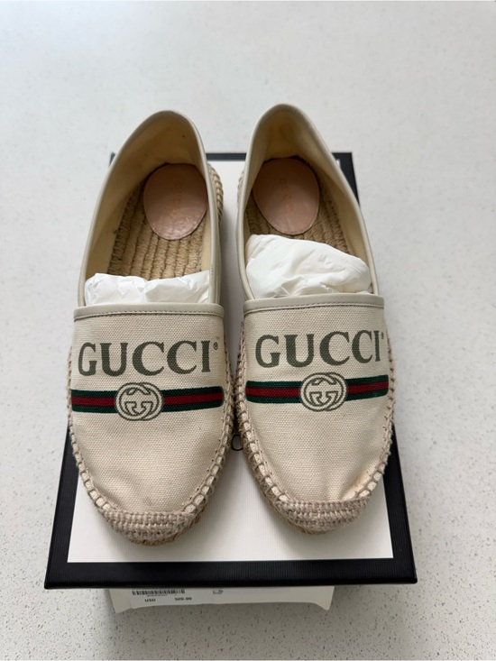 Gucci Shoes - Gucci Beige Canvas Slip-On Espadrilles